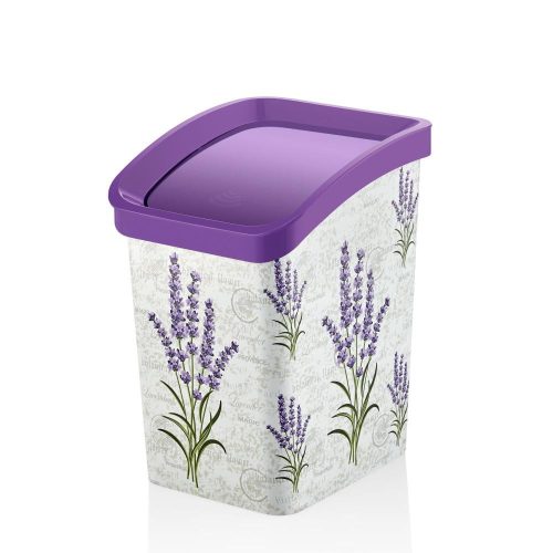 Plastična kanta za smeće Smart Click s preklopnim poklopcem, uzorak lavande 12L