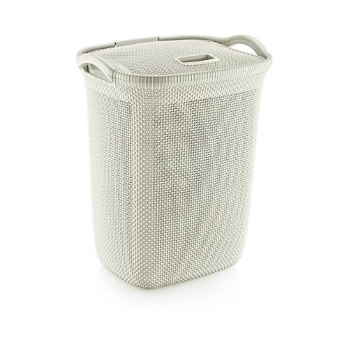 Plastična košara za rublje s poklopcem krem 63L