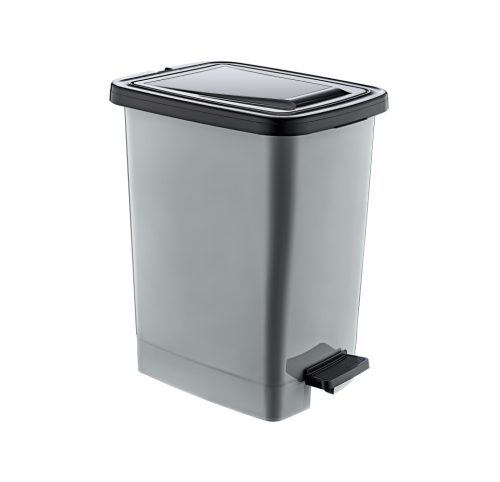 Plastična kanta na pedale, srebrno/siva 15L