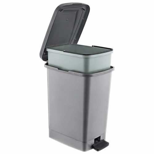 Plastična kanta na pedale, srebrno/siva 15L