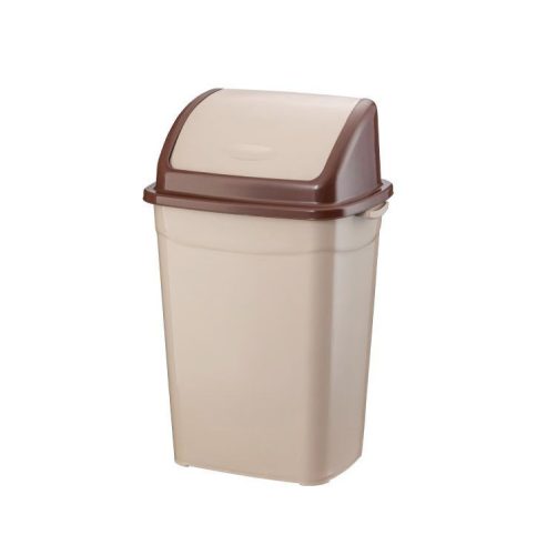 Kanta za smeće s preklopnim poklopcem, plastična, smeđa, 9L