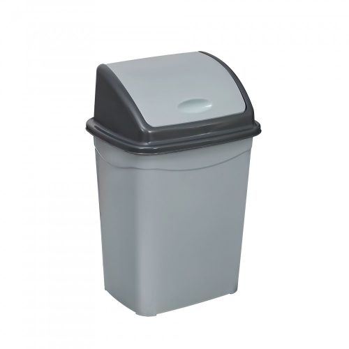 Kanta za smeće s preklopnim poklopcem, plastična, siva/antracit, 26L
