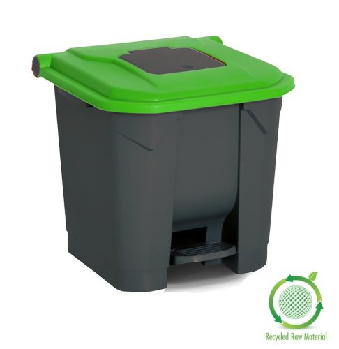 Kanta za selektivno odlaganje otpada, plastična, pedala, antracit/zelena, 30L