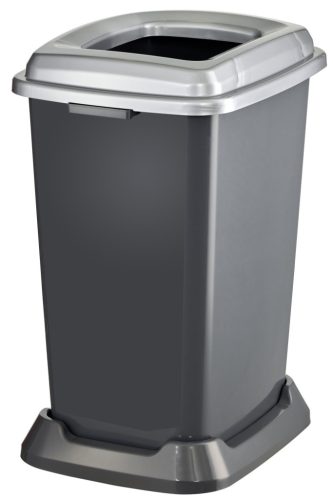 Kanta za selektivno odlaganje otpada, plastična, otvoreni poklopac, metalna boja, 50L