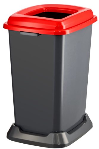 Kanta za selektivno odlaganje otpada, plastična, otvoreni poklopac, crvena, 50L