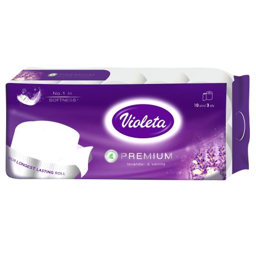 Toaletni papir VIOLETA premium, 3 sloja, bijeli, 10/1